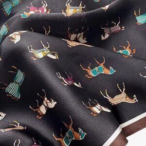 NWOT 100% Mulberry Silk Scarf horse print Elegant Tim & Tina Square